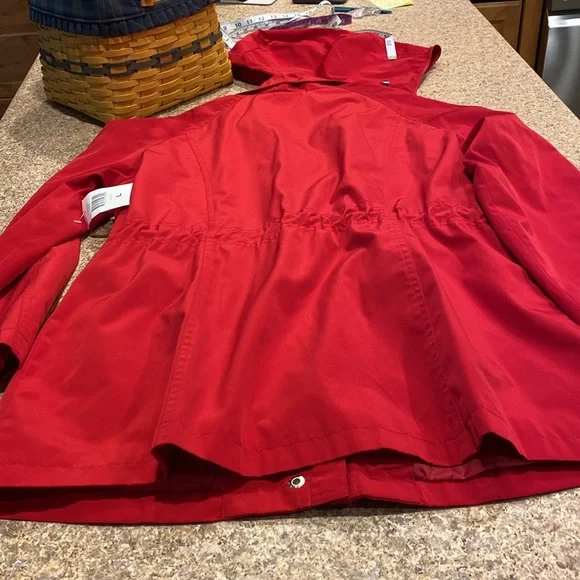NWT FOG by London Fog Red Jacket Removable Hood Large FLAWS - Picture 11 of 15